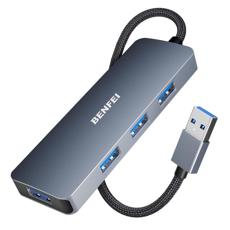 BENFEI USB 3.0 Hub, 4 Ports USB A Splitter Ultra-Slim Expander for Mouse, Keyboard, Flash Drive, U Disk, Printer Compatible with Laptop, Desktop PC, Xbox, PS5, and More - Image 1